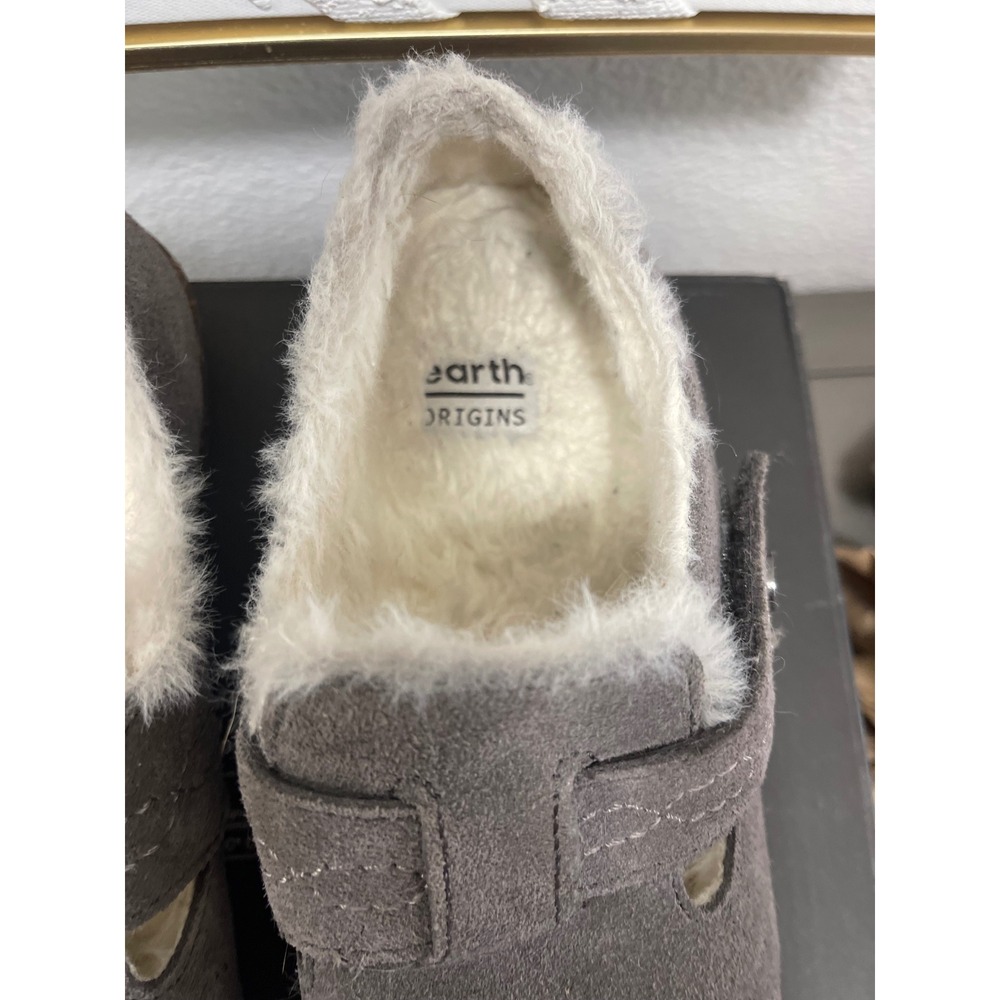 Earth Origins Aurora Jade Grey Suede Faux Fur Lined Cork Slip On Shoes 7 - Picture 12 of 16